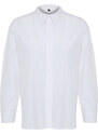 Trendyol Ecru Open Back Pat Highlighter Stripe Detail Oversize/Cross-Fit Woven Shirt