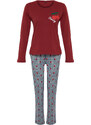 Trendyol Burgundy 100% Cotton Fruit Printed Plaid Knitted Pajamas Set