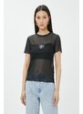 Koton Transparent T-shirt with Stones and Short Sleeves