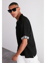 Trendyol Limited Edition Black Oversize Fit Embroidery Detailed Shirt