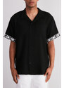 Trendyol Limited Edition Black Oversize Fit Embroidery Detailed Shirt