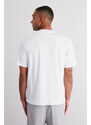 Trendyol White Relaxed/Casual Fit Text Embroidery Appliqué 100% Cotton Short Sleeve T-Shirt