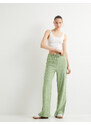 Koton Wide Leg Trousers Tie Waist Elastic Comfortable Fit Cotton Textured