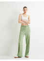 Koton Wide Leg Trousers Tie Waist Elastic Comfortable Fit Cotton Textured