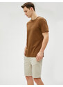 Koton Bermuda Gabardine Shorts With Pocket Detailed Buttons Cotton