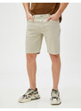 Koton Bermuda Gabardine Shorts With Pocket Detailed Buttons Cotton