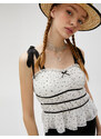 Koton Polka Dot Tulle Top Bowknot Strappy Gathered