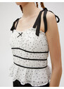 Koton Polka Dot Tulle Top Bowknot Strappy Gathered