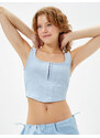 Koton Crop Undershirt U Neck Strappy Hooked Ribbed