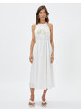 Koton Maxi Dress Halter Neck Window Detailed Lined