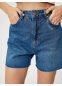 Koton Denim Shorts With Pocket High Waist, distressed detail Cotton.