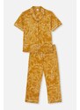 Dagi Mustard Meter Printed Shirt Collar Plus Size Pajama Set