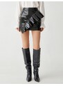 Koton Shiny Faux Leather Flounce Mini Skirt