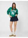 Koton College Sweatshirt Crew Neck Ribbed, Embroidered.