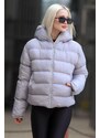 Madmext Women's Gray Hooded Puffer Coat