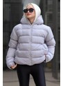 Madmext Women's Gray Hooded Puffer Coat