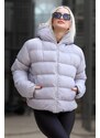 Madmext Women's Gray Hooded Puffer Coat