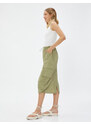 Koton Parachute Skirt Midi Large Pockets with Stopper Detail.