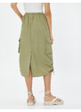 Koton Parachute Skirt Midi Large Pockets with Stopper Detail.