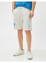 Koton Basketball Printed Shorts with Lace-Up Waist, Slim Fit with Pockets.