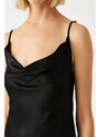 Koton Women's Thin Strap Draped Collar Satin Blouse