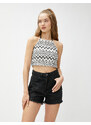 Koton Crop Athlete Halterneck Knitted Pattern