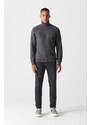 Avva Men's Anthracite Turtleneck Jacquard Sweater