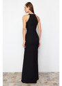 Trendyol Black Body-Sitting Woven Shiny Jewelled Long Evening Dress