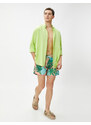 Koton Marine Shorts with a Tropical Print Tie Waist, Pocket Detailed.