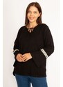 Şans Women's Plus Size Black Lace Detailed Blouse