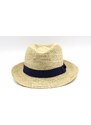 Letní slaměný cestovní klobouk Fedora s modrou stuhou - Marone Roma Bogart
