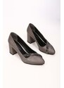 Shoeberry Women's Emily Platinum Satin Stone Heels Shoes