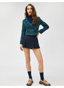 Koton Crop Blazer Tweed Buttoned Lined