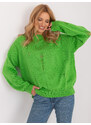 Fashionhunters Světle zelený dámský oversize svetr s dírami