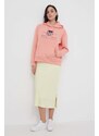 Mikina Gant dámská, růžová barva, s kapucí, s aplikací