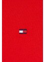 Bavlněná mikina Tommy Hilfiger dámská, červená barva, s kapucí, hladká
