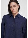 Košile s příměsí lnu Seidensticker tmavomodrá barva, relaxed, s klasickým límcem, 60.136181