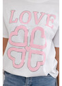 K-Fashion Bavlněná halenka Love Heart bílá+růžová