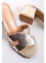 Ideal Zlaté pantofle na hrubém podpatku Effie