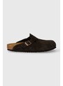 Semišové pantofle Birkenstock Boston pánské, hnědá barva, 60901