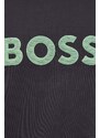 Mikina Boss Green pánská, šedá barva, s aplikací