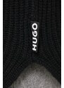 Vlněný svetr HUGO dámský, černá barva, s pologolfem