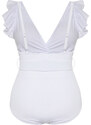 Trendyol Curve White Deep V-Belt Gathering Effect Bridal Knitted Swimsuit