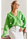 Bianco Lucci Women's Patterned Buttoned Knitwear Cardigan