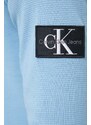 Bavlněná mikina Calvin Klein Jeans béžová barva, s aplikací