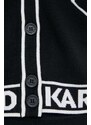 Svetr s příměsí vlny Karl Lagerfeld černá barva, lehký