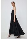 Bavlněné šaty Twinset černá barva, maxi