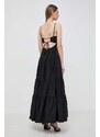 Bavlněné šaty Twinset černá barva, maxi