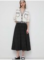 Bavlněná sukně Karl Lagerfeld černá barva, maxi, áčková
