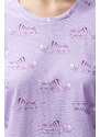 Trendyol Lilac Cotton Animal Pattern Knitted Pajamas Set